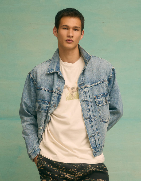 Chaqueta Trucker Slim fit en denim de Hombre - Azul