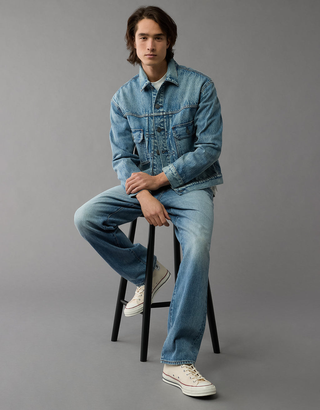 Chaqueta Trucker Slim fit en denim de Hombre - Azul 0106_1728_400_of