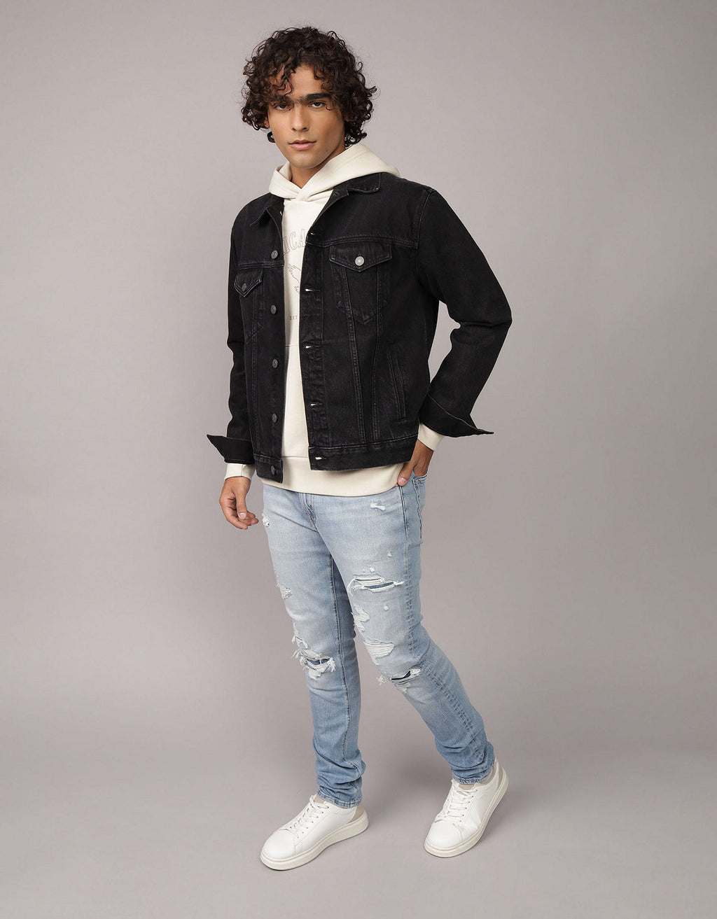 Chaqueta Denim de mezclilla para hombre. - Negro 0106_1750_081_of