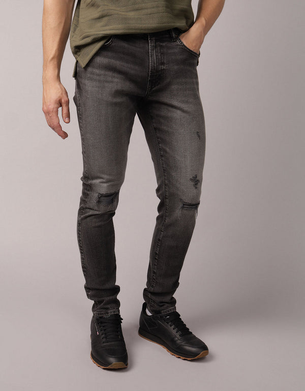 Jean Skinny Athletic con Parches Ae - Negro
