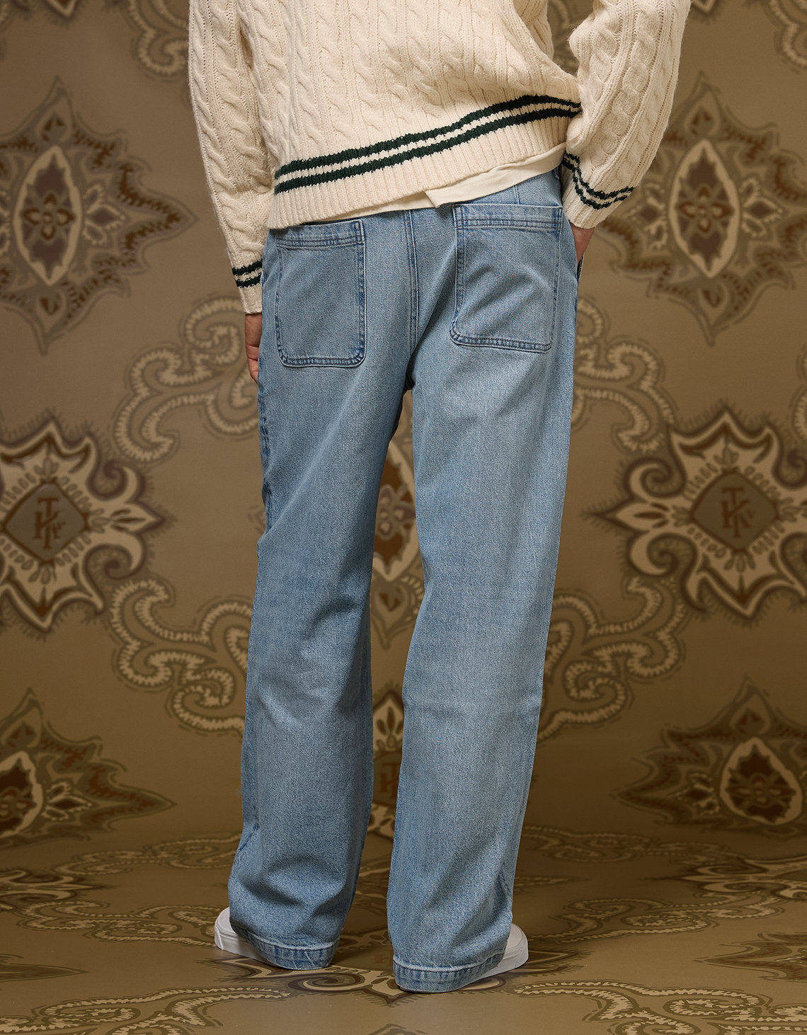 Ae x Tru Kolors Pantalón en Denim Pleated - Azul 0122_7376_401_ob
