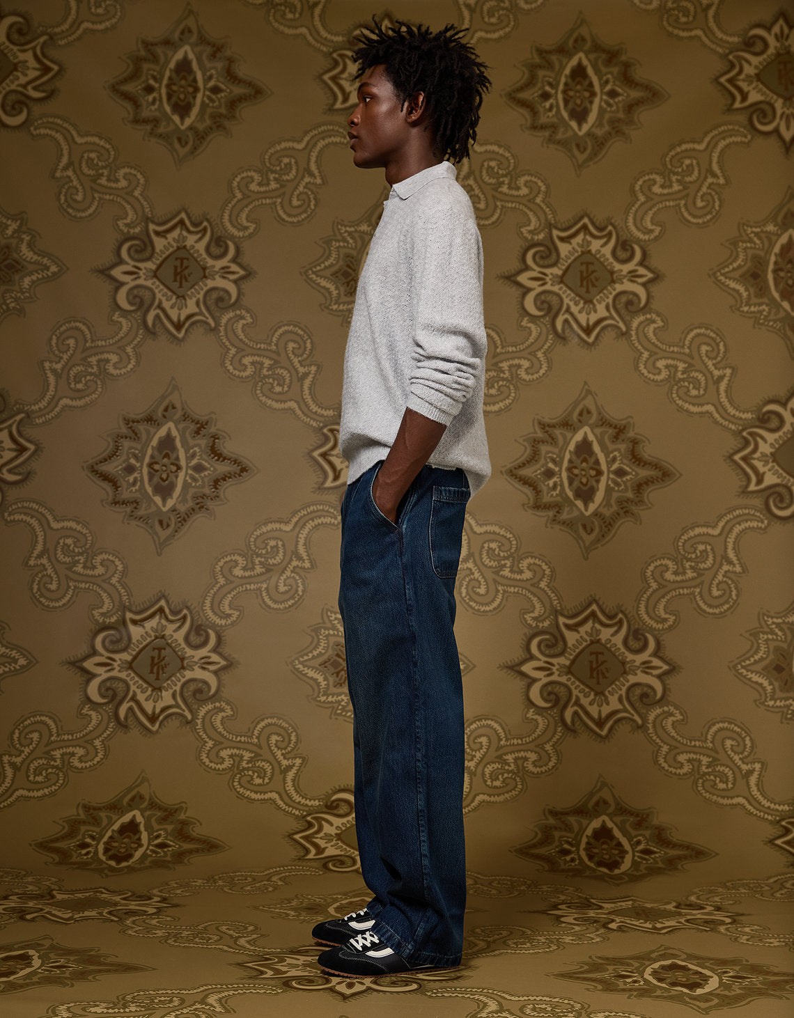 Ae x Tru Kolors Pantalón en Denim Pleated - Azul 0122_7378_410_os