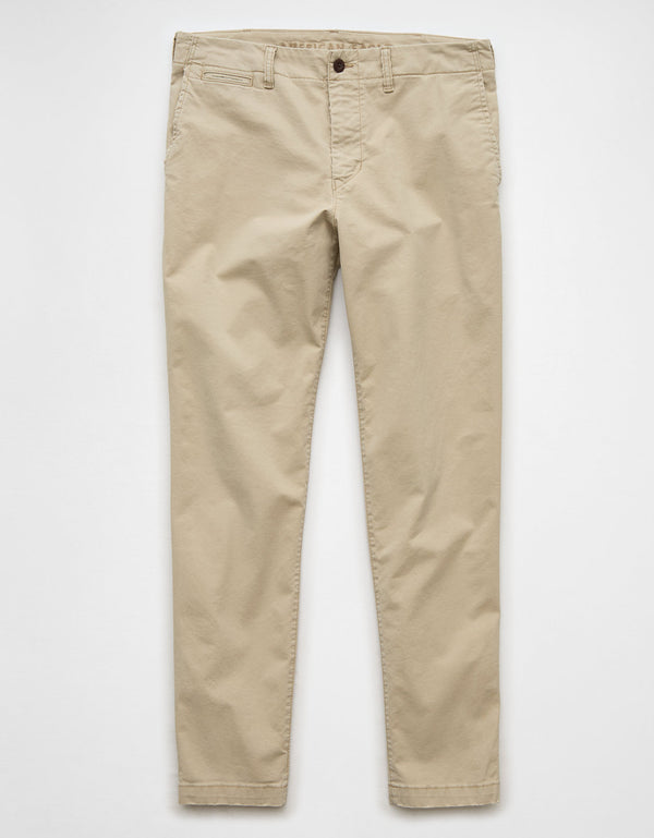 Pantalón khaki ajustado recto y flexible usado. - Caqui