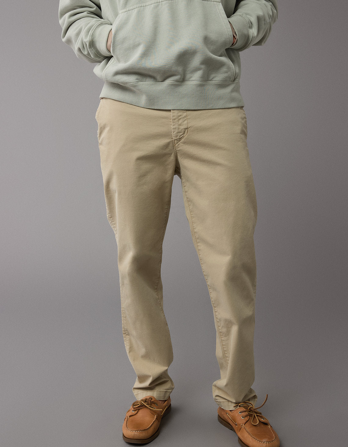 Pantalón khaki ajustado recto y flexible usado. - Caqui 0128_4805_281_of