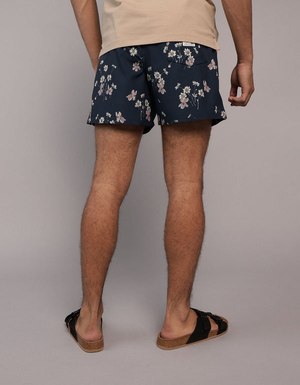 Pantaloneta de baño con estampado de hombre AE - Negro