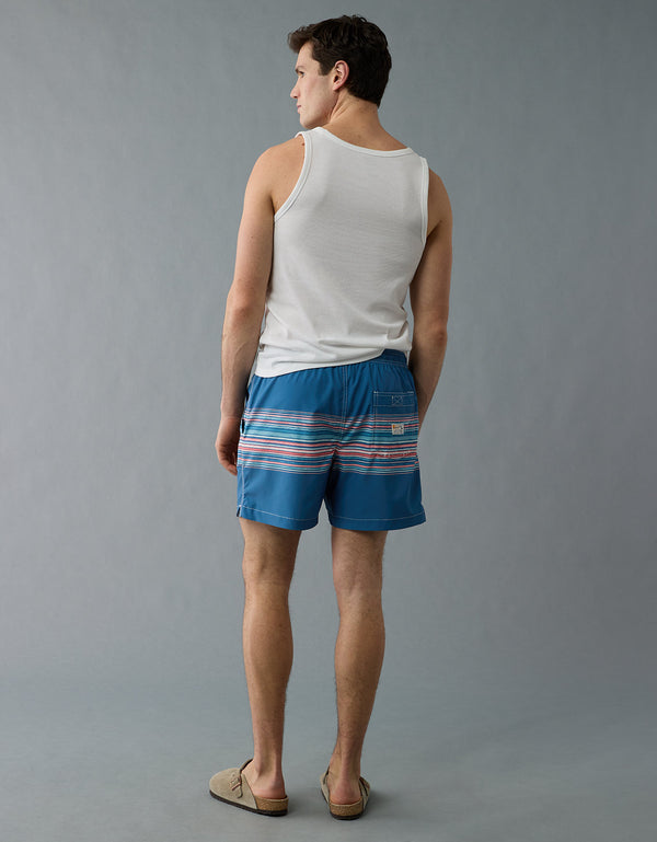 Pantaloneta de baño con estampado de hombre AE - Azul