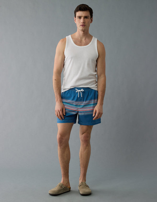 Pantaloneta de baño con estampado de hombre AE - Azul