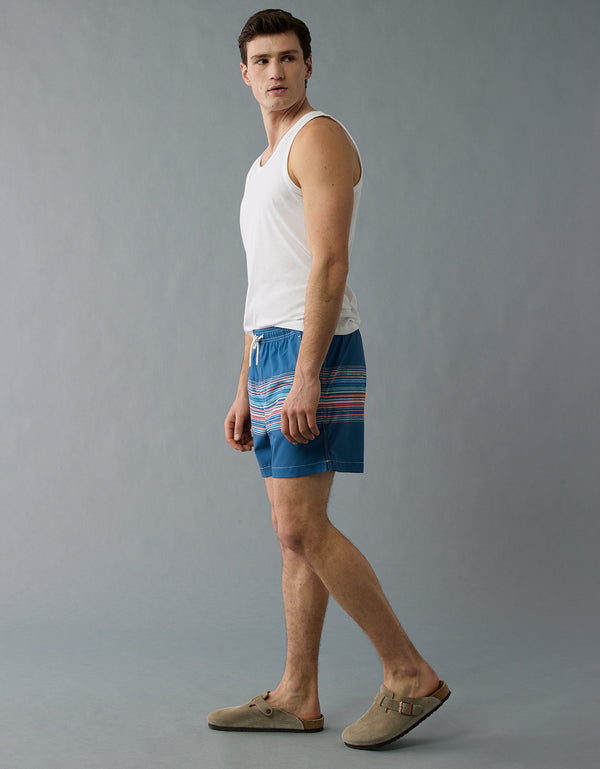 Pantaloneta de baño con estampado de hombre AE - Azul