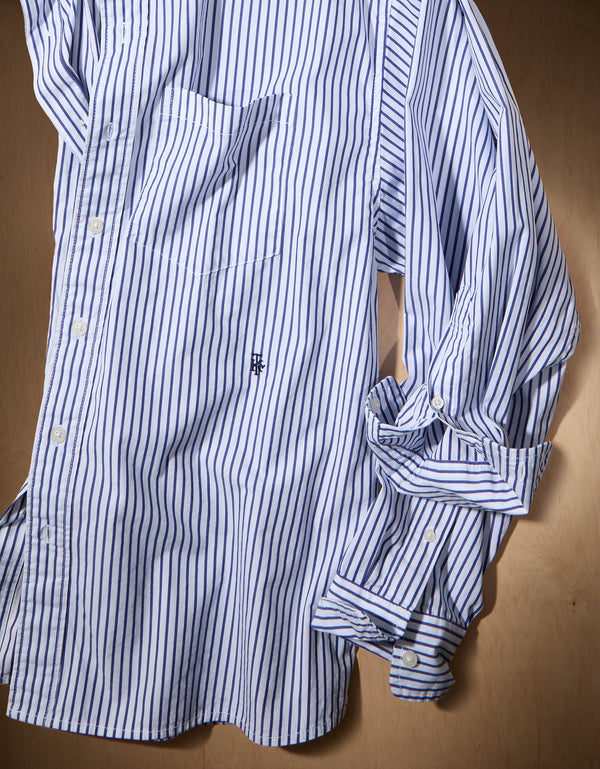 AE x Tru Kolors Camisa de Popelina a Rayas - Blanco