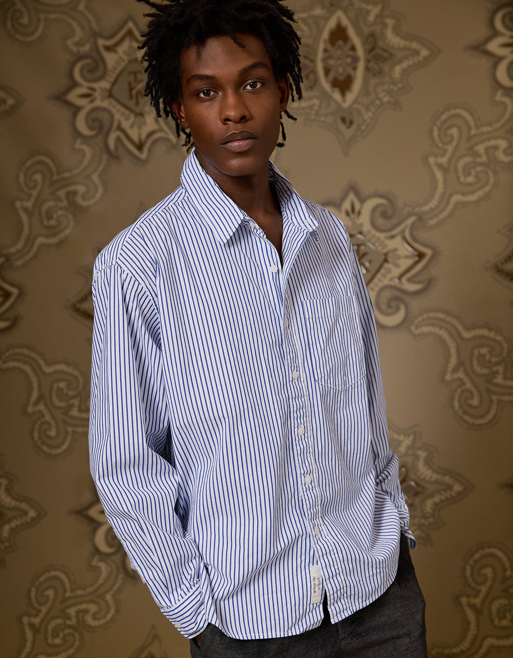AE x Tru Kolors Camisa de Popelina a Rayas - Blanco 0151_2991_100_of
