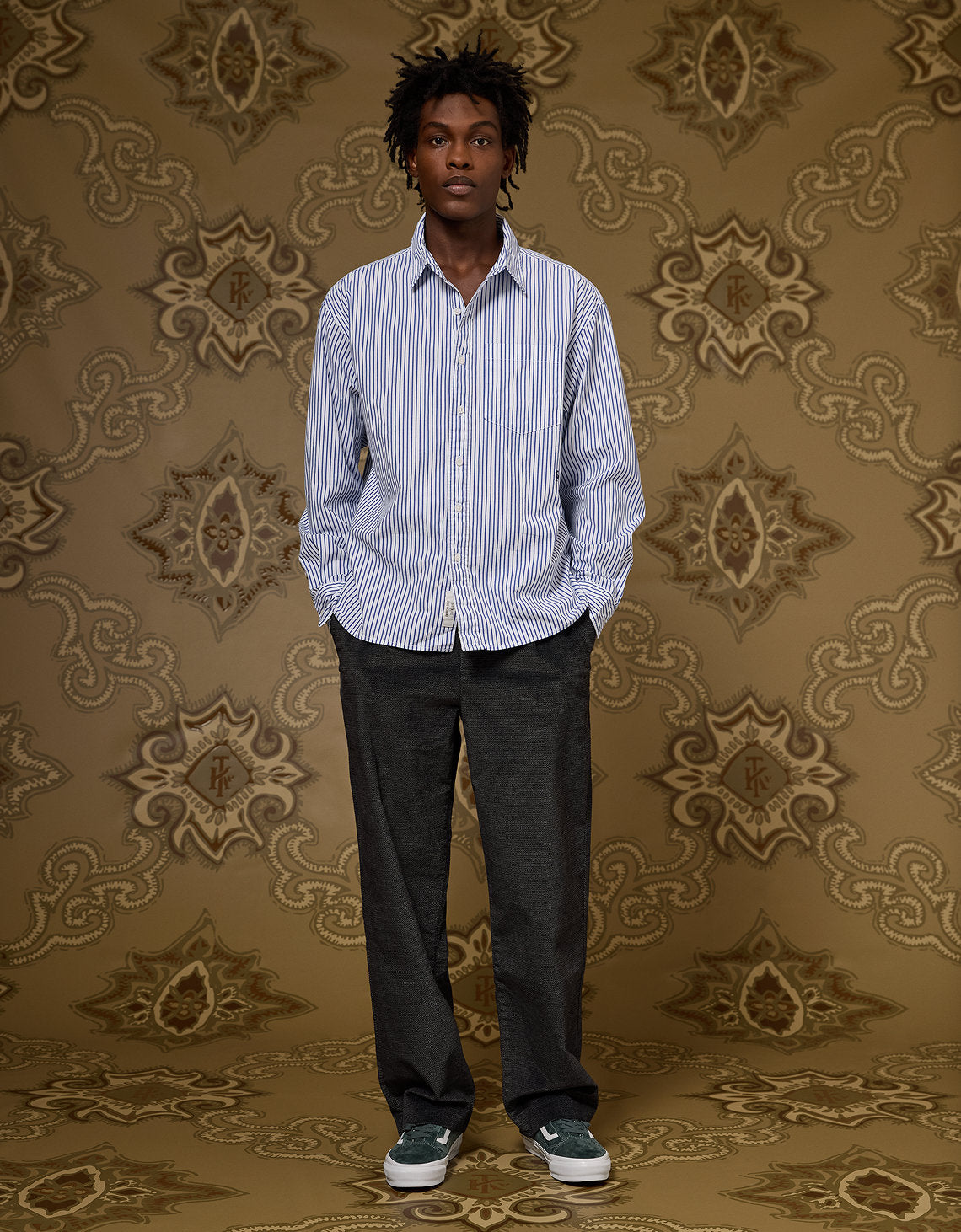 AE x Tru Kolors Camisa de Popelina a Rayas - Blanco 0151_2991_100_os