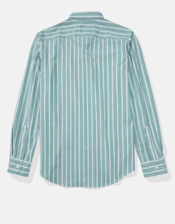 Camisa Slim de Rayas Manga Larga Hombre AE - Verde