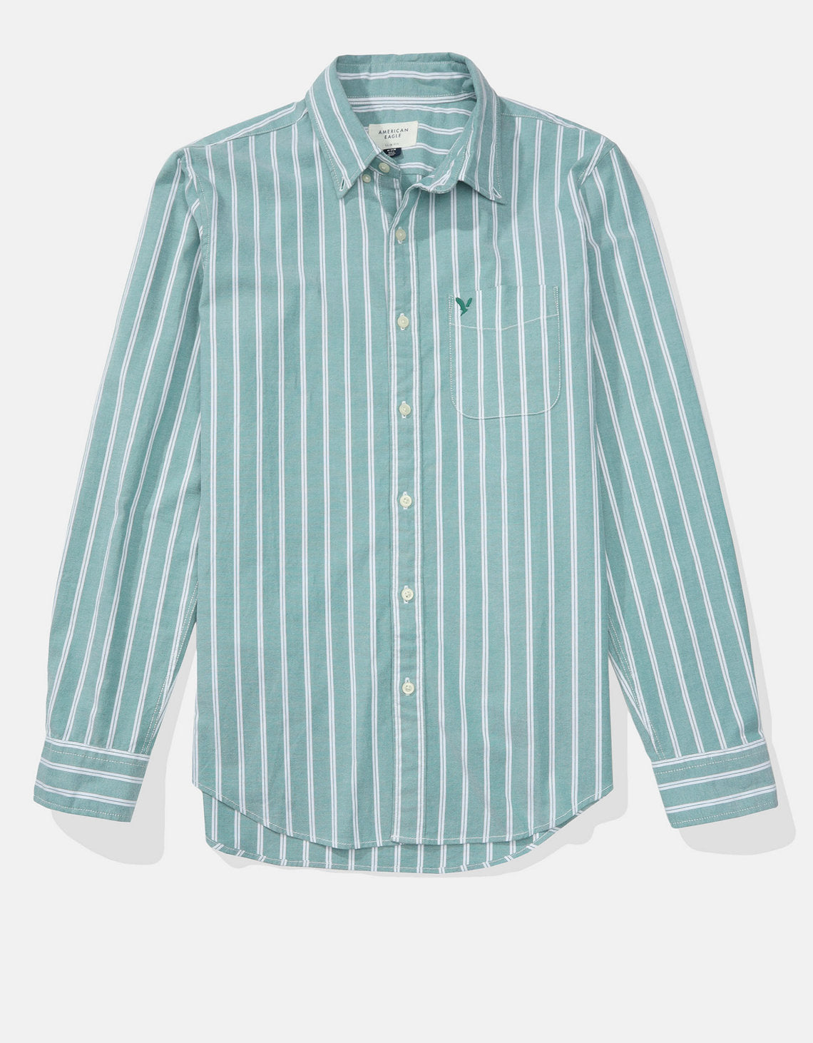 Camisa Slim de Rayas Manga Larga Hombre AE - Verde 0153_2103_372_f