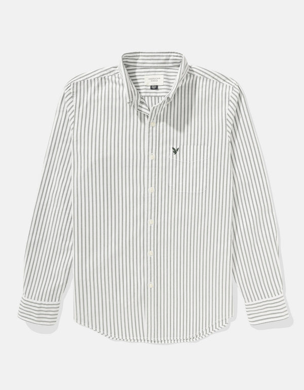 Camisa Slim de Rayas Manga Larga Hombre AE - Azul