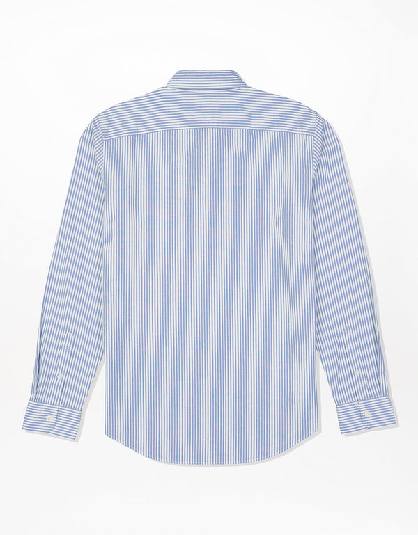 Camisa Slim de Rayas Manga Larga Hombre AE - Azul