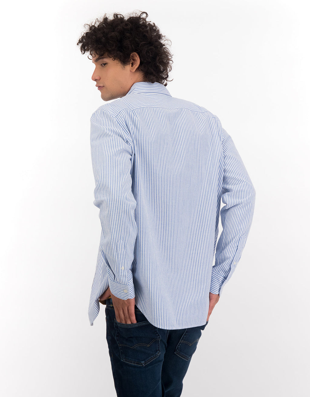 Camisa Slim de Rayas Manga Larga Hombre AE - Azul 0153_2103_401_ob