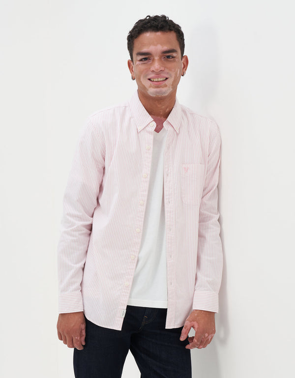 Camisa Slim de Rayas Manga Larga Hombre AE - Rosa