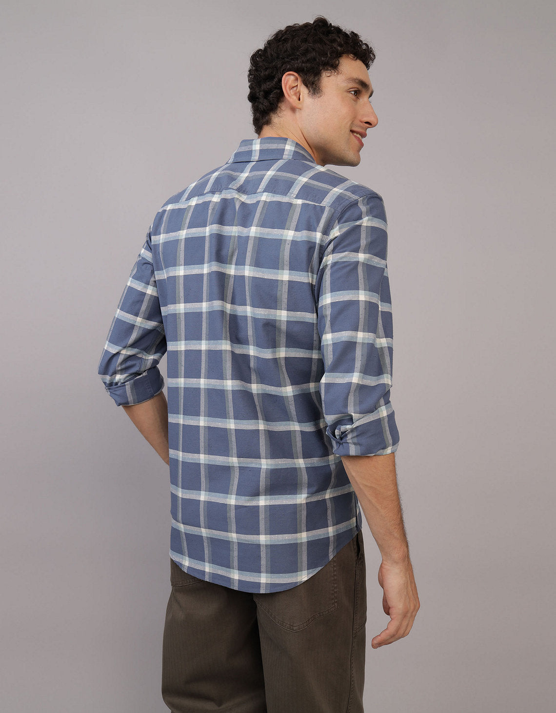 Camisa de Cuadros Manga Larga Hombre AE - Naval 0153_2642_410_ob