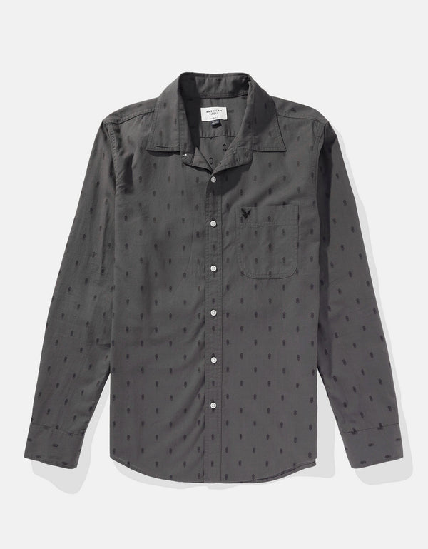 Camisa Oxford estampada Manga Larga Hombre AE - Blanco