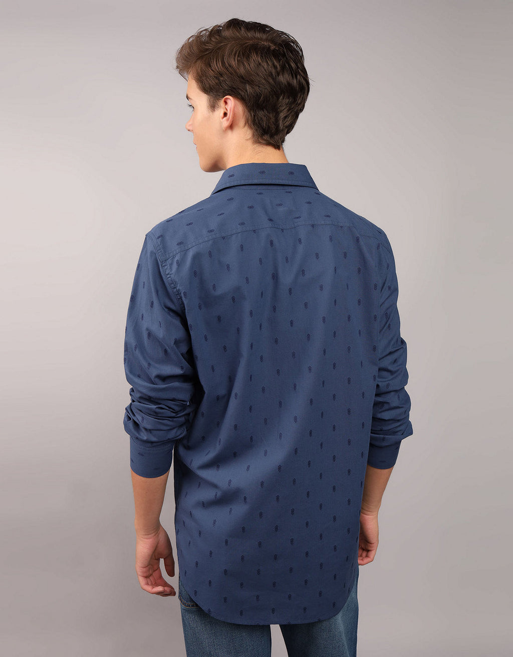 Camisa Oxford estampada Manga Larga Hombre AE - Azul 0153_2643_405_ob