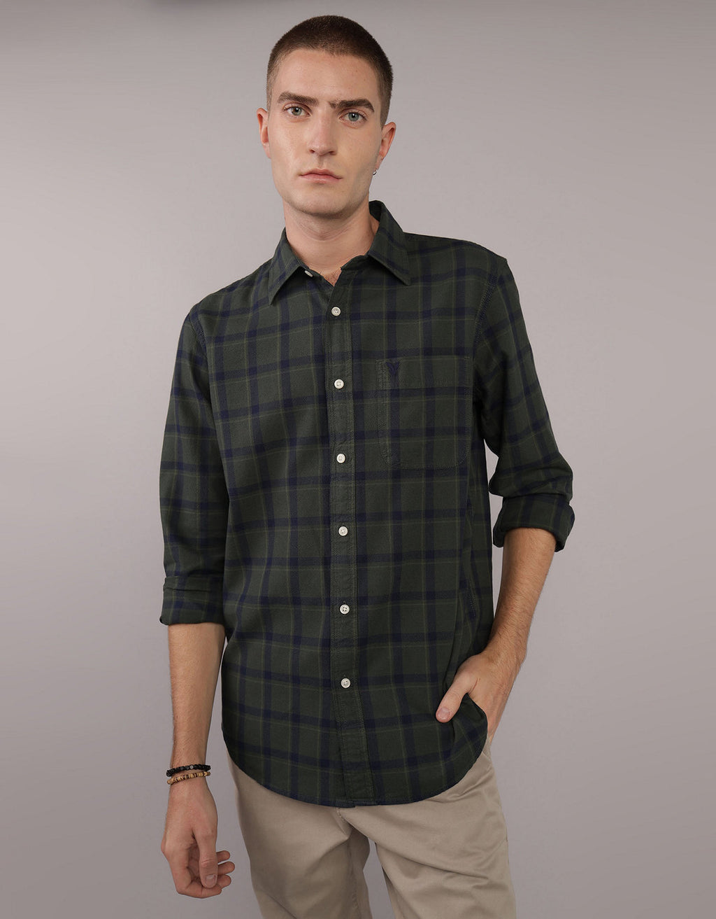 Camisa Manga Larga con patrón de cuadros Hombre AE - Generico 0153_2659_309_of
