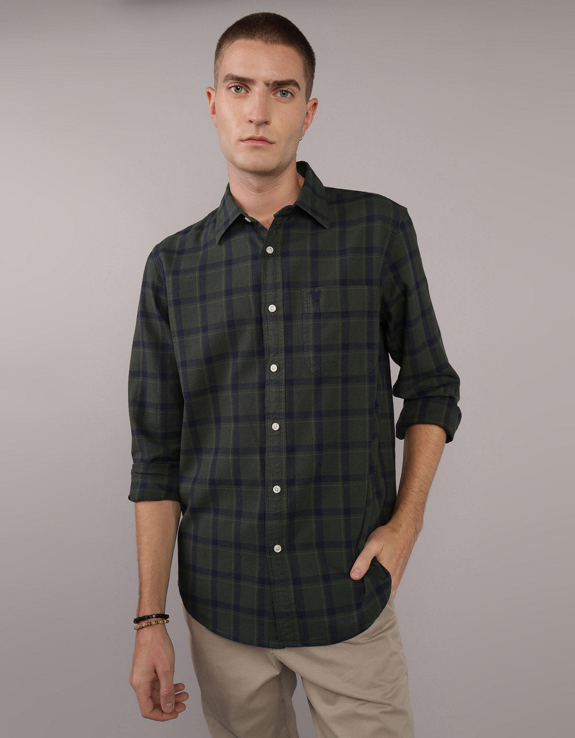 Camisa Manga Larga con patrón de cuadros Hombre AE - Generico 0153_2659_309_of