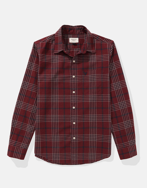 Camisa Manga Larga con patrón de cuadros Hombre AE - Rojo