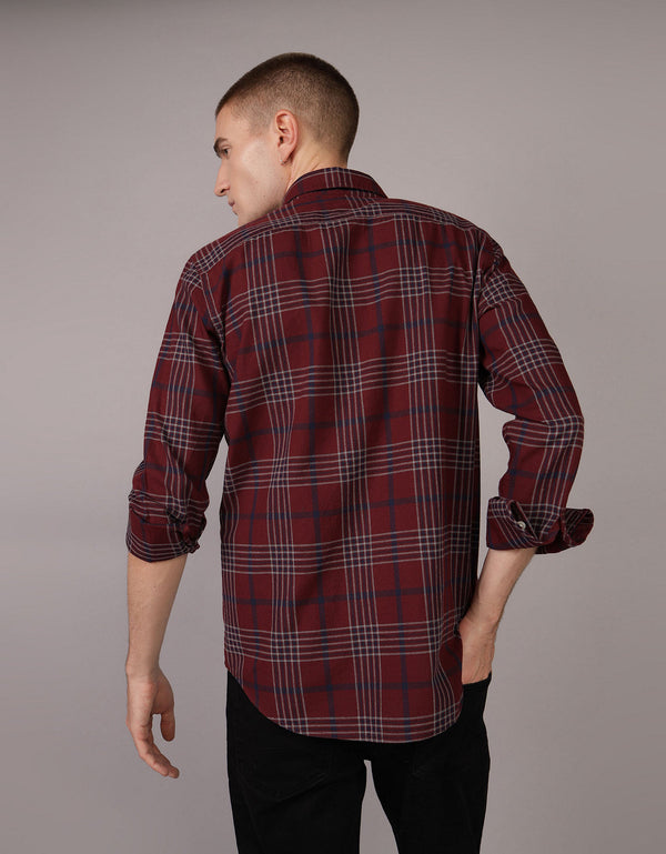 Camisa Manga Larga con patrón de cuadros Hombre AE - Rojo