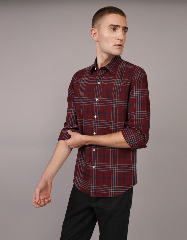 Camisa Manga Larga con patrón de cuadros Hombre AE - Rojo