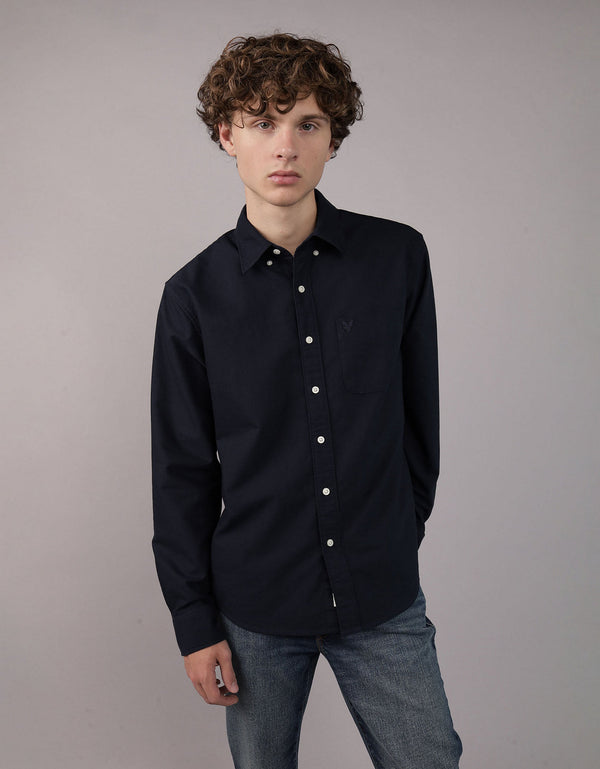 Camisa de Oxford Slim Fit Everyday Ae - Negro
