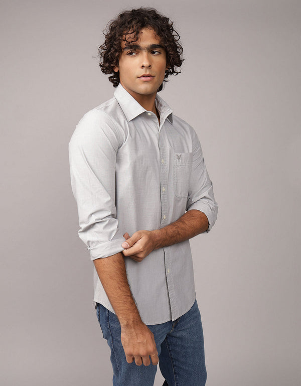 Camisa de Oxford Slim Fit Everyday Ae - Gris
