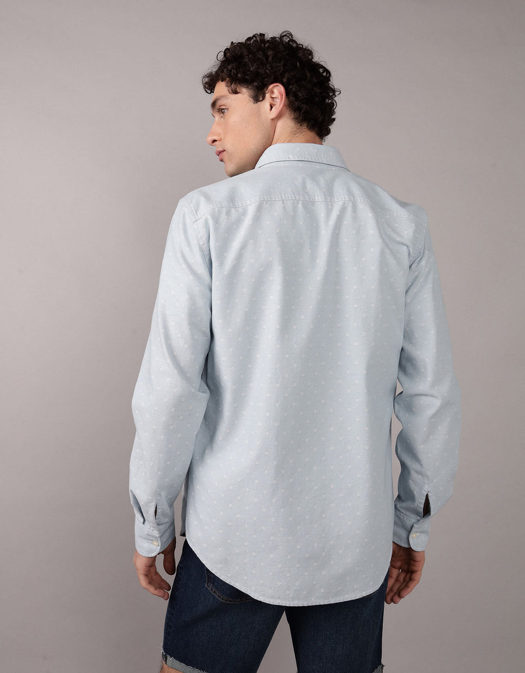 Camisa de popelina manga larga de hombre AE - Azul 0153_2723_400_ob