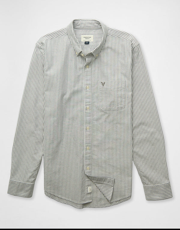 Camisa de Oxford Slim Fit Everyday Ae - Negro