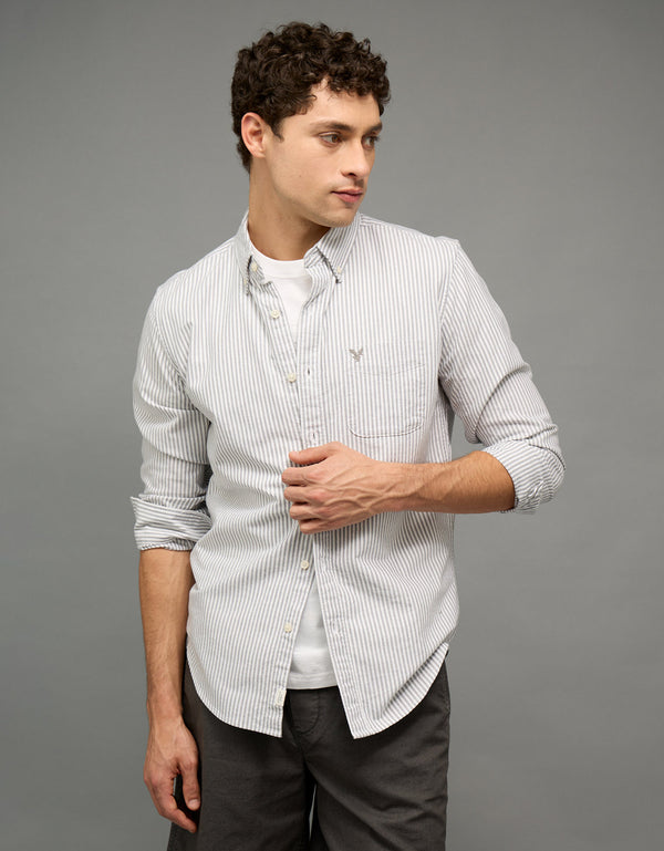 Camisa de Oxford Slim Fit Everyday Ae - Negro