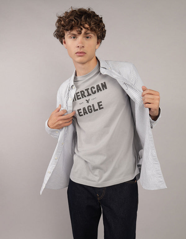Camisa de Oxford Slim Fit Everyday Ae - Gris