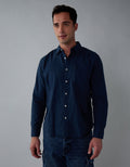 Camisa en Lino Manga Larga para Hombre - Azul 0153_2831_410_of