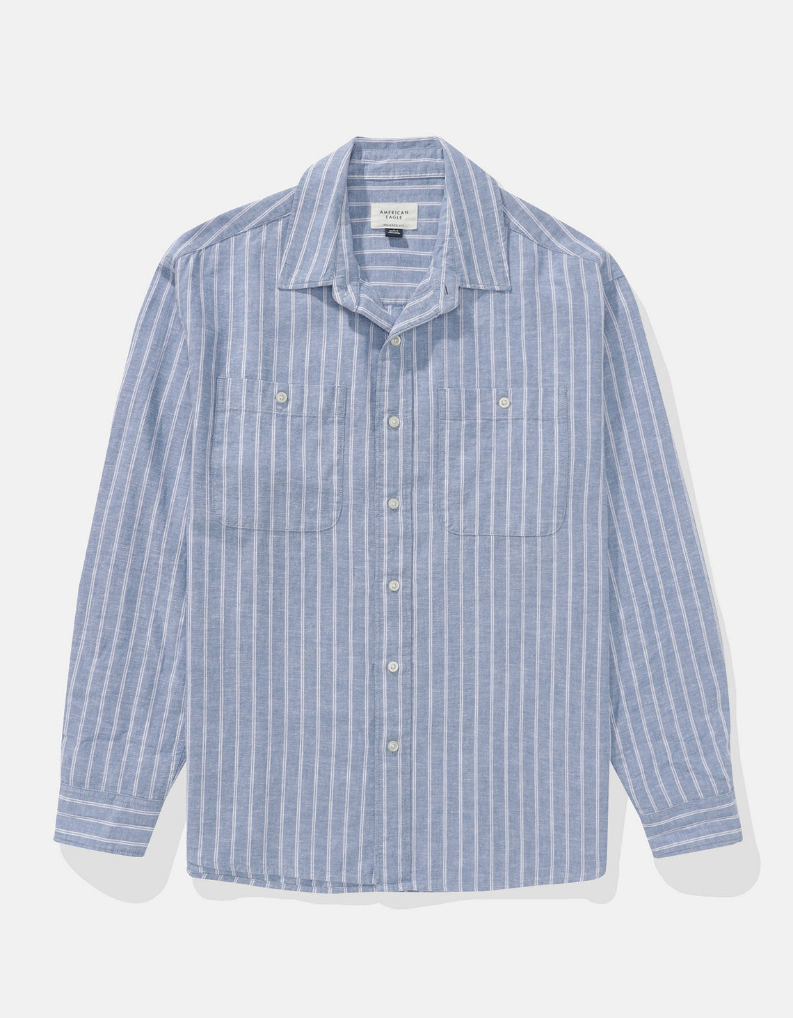 Camisa abotonada relajada de lino mezclado Ae Everyday - Azul 0153_2894_407_f