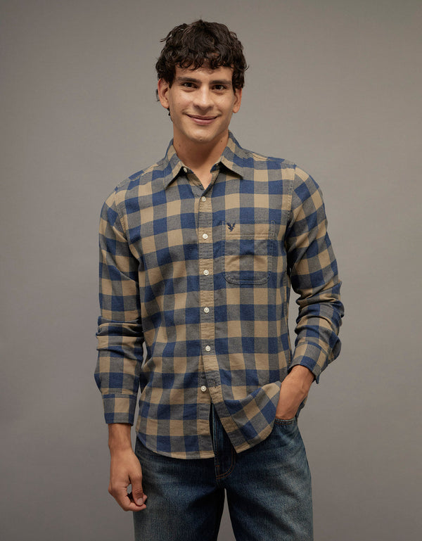 Camisa Slim Fit Everyday Ae - Caqui