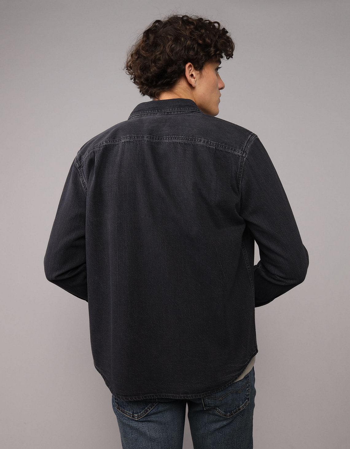 Camisa de botones diaria Ae - Negro 0153_3009_081_ob