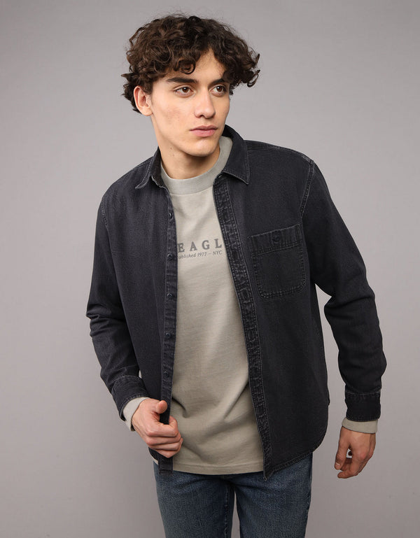 Camisa de botones diaria Ae - Negro