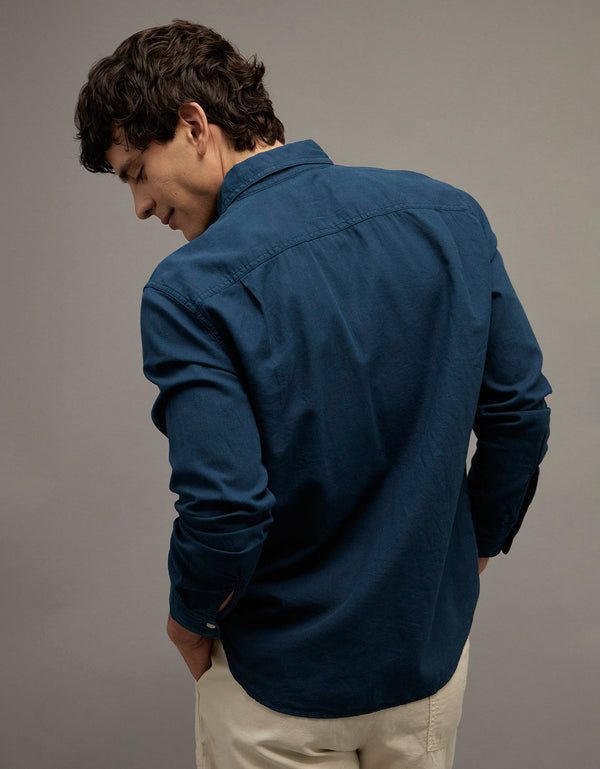 Camisa de Lino con Botones Ae - Naval
