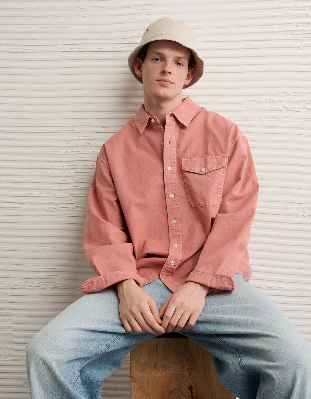 Camisa de Oxford con Botones Ae - Naranja 0153_3026_823_of