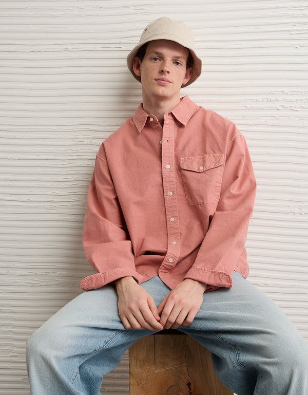 Camisa de Oxford con Botones Ae - Naranja