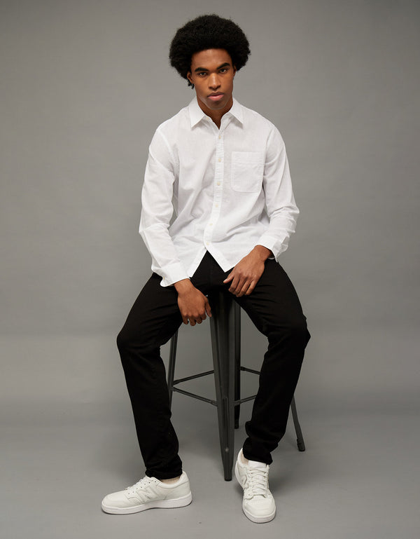 Camisa de Lino con Botones Ae - Blanco