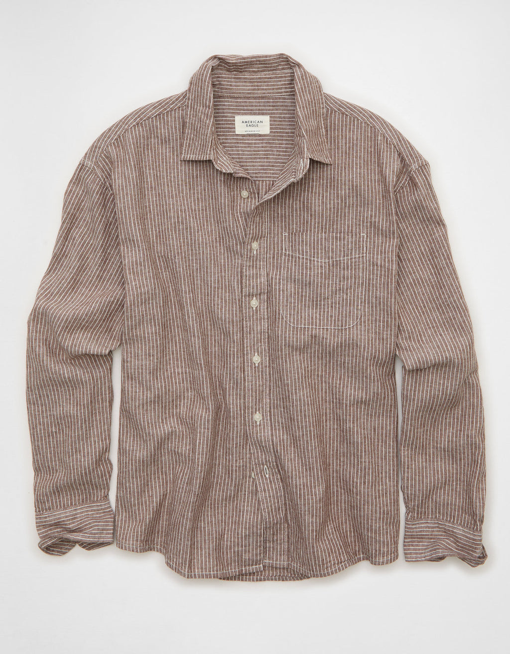 Camisa de lino con ajuste relajado y botones - Café 0153_3087_200_f