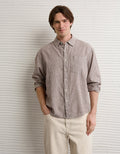 Camisa de lino con ajuste relajado y botones - Café 0153_3087_200_of