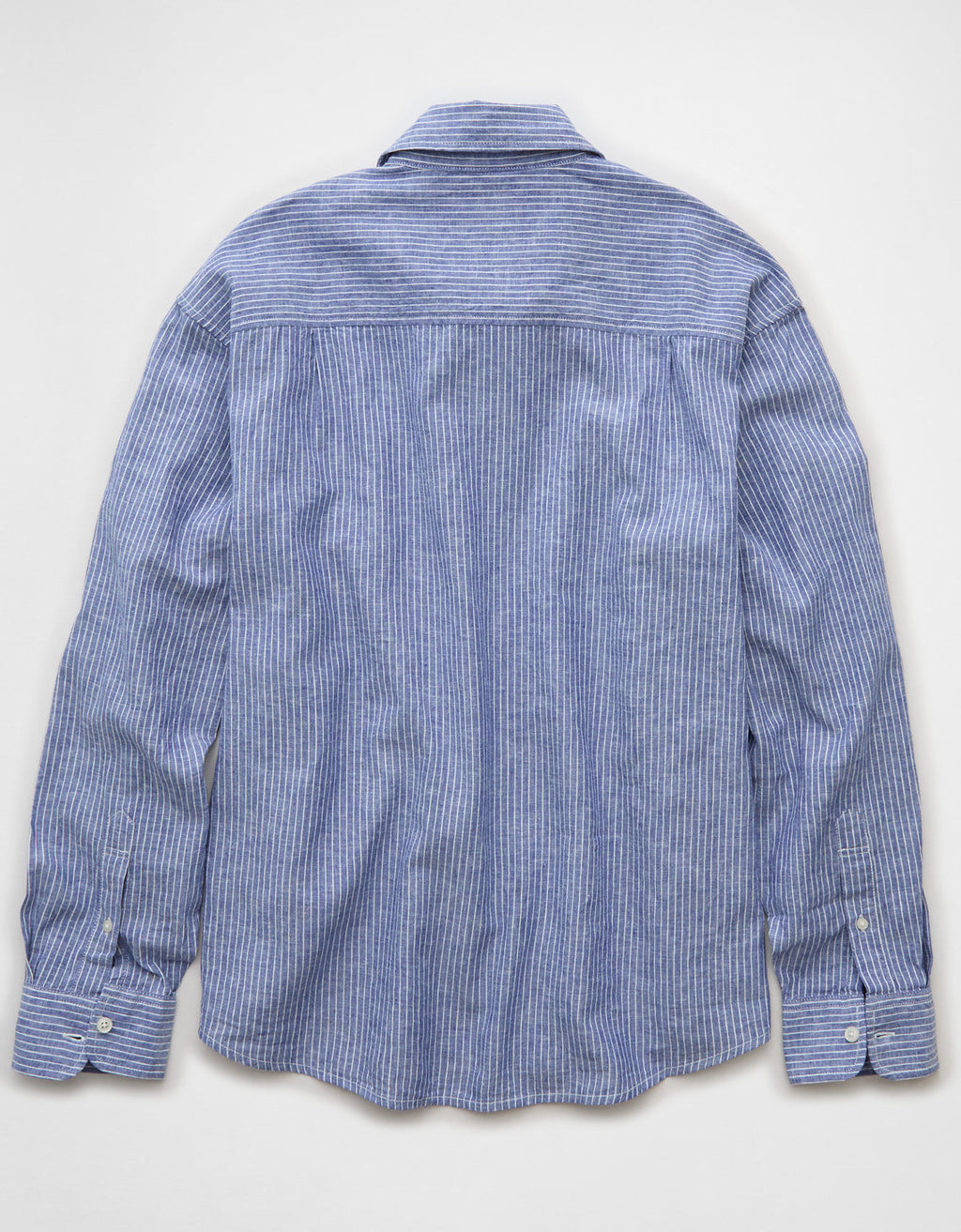 Camisa de lino con ajuste relajado y botones - Azul 0153_3087_400_b