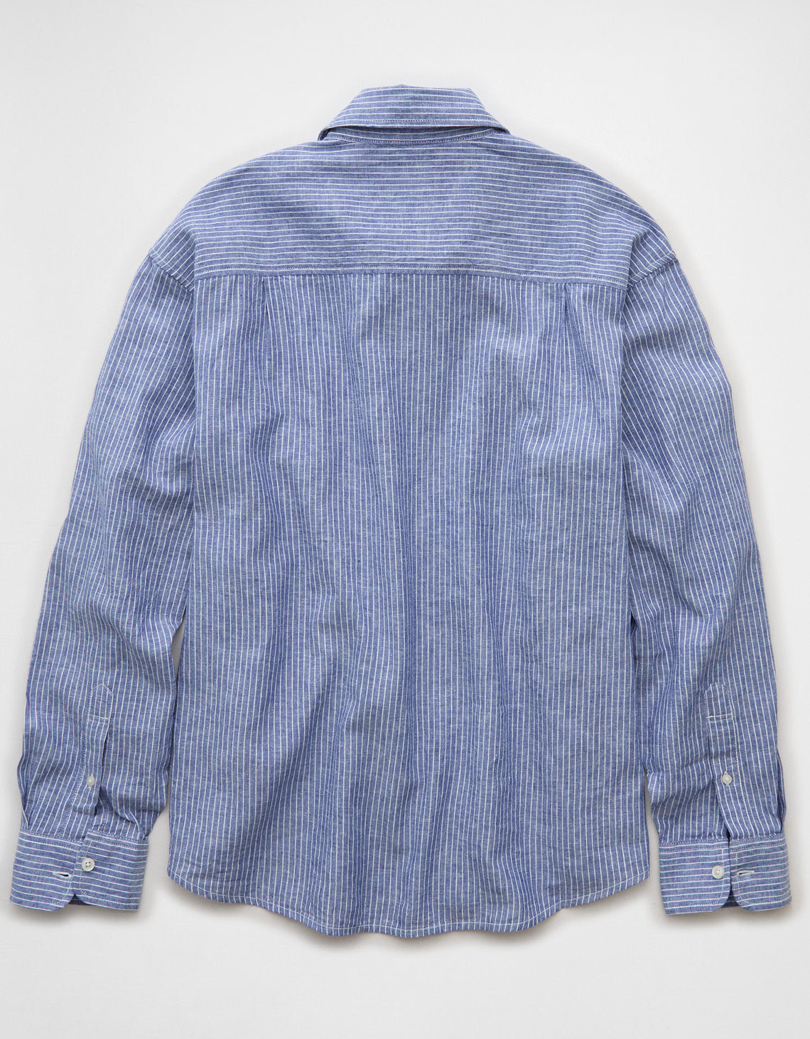 Camisa de lino con ajuste relajado y botones - Azul 0153_3087_400_b