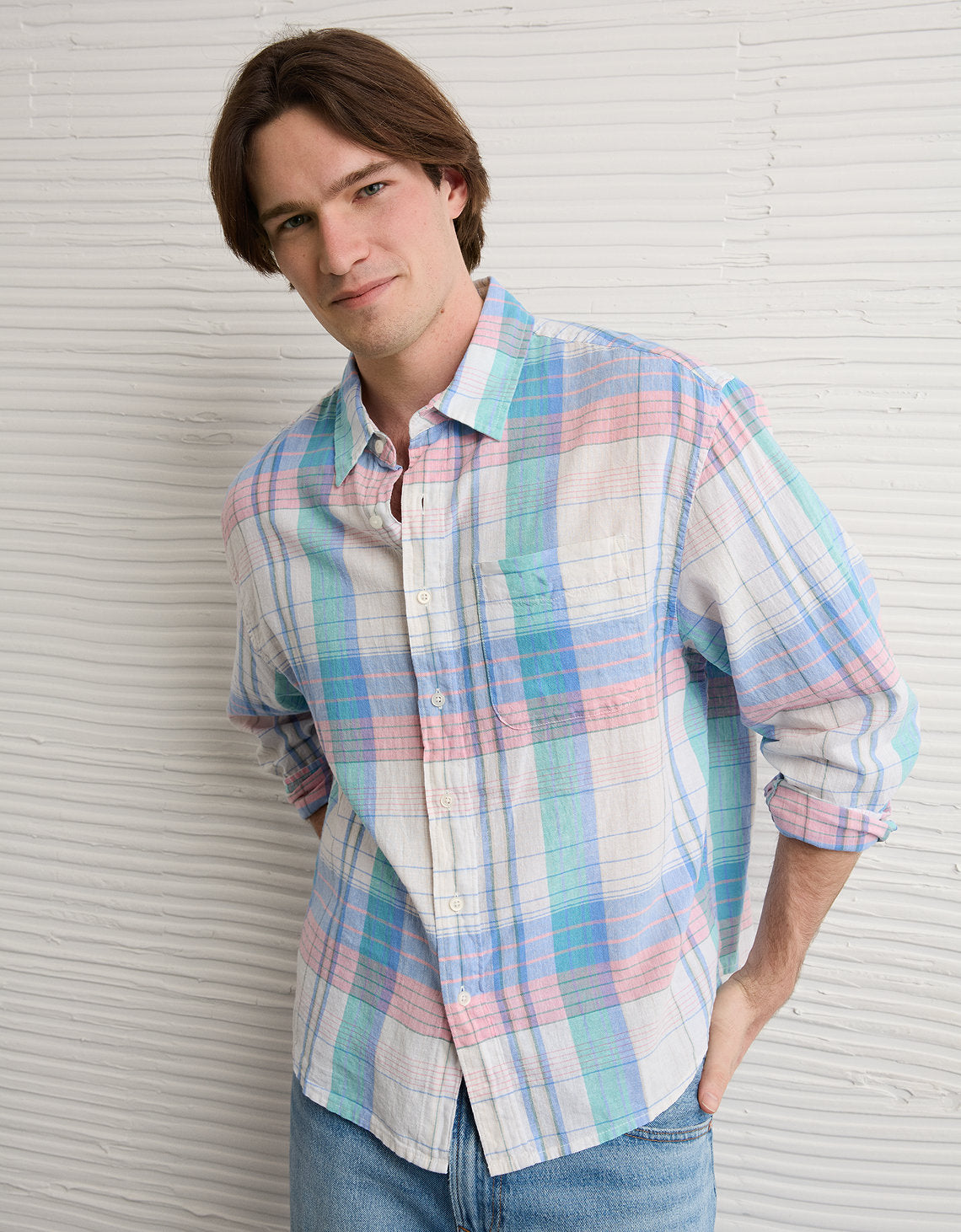Camisa de lino con ajuste relajado y botones - Generico 0153_3087_529_os