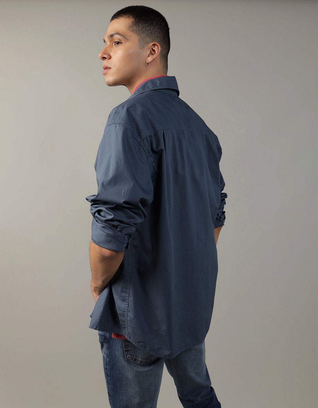 Camisa Ae Oxford con botones - Azul 0153_6180_405_ob